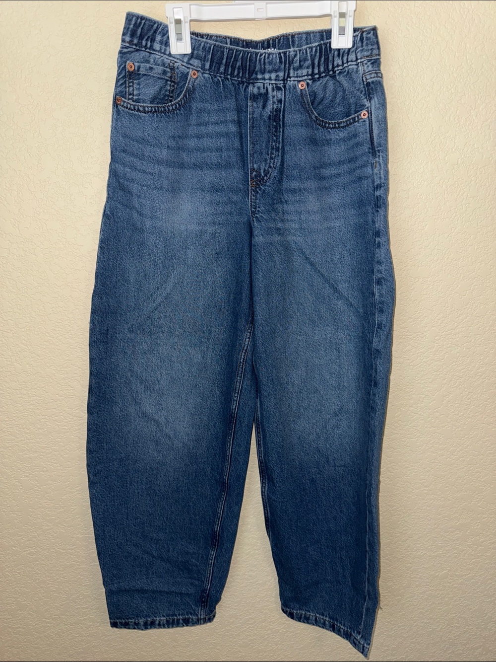 Gap Kids Boys XXL Pull-On Baggy Jeans Elastic Waist Blue Denim Wide Leg